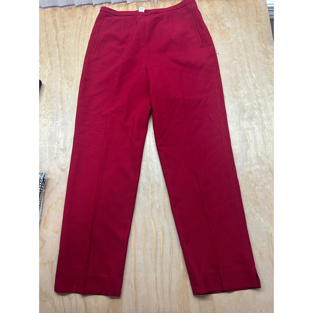 Pendleton Red Virgin Wool Trousers High Waist Straight Leg Made in USA Size 14